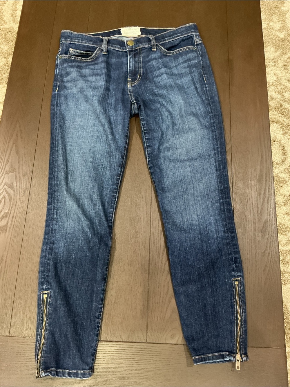 Current/Elliott Womens Dark Blue Skinny Jeans with Ankle Zips